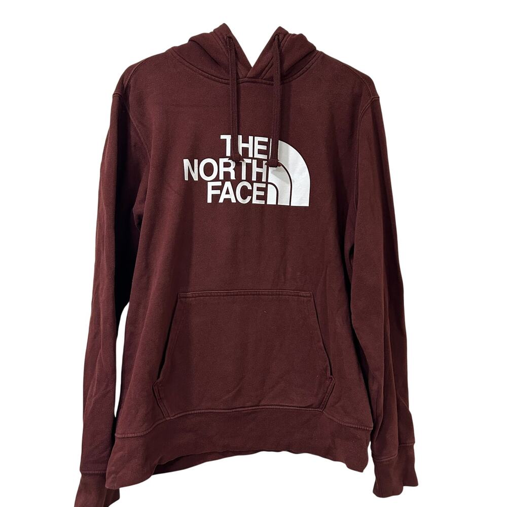 The North Face Mens Size Small Burgundy Hooded Pullover Sweatshirt Logo Outdoors